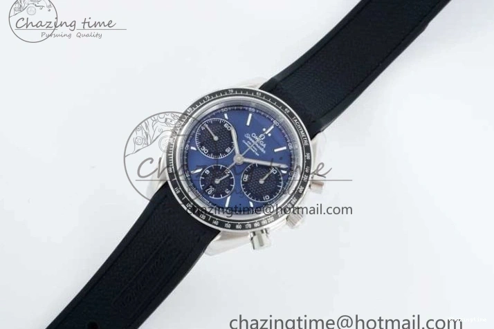 1227 SportInspired Speedmaster Racing Master SS HKF Best Edition Blue Black Dial on Black Rubber Strap A 7817